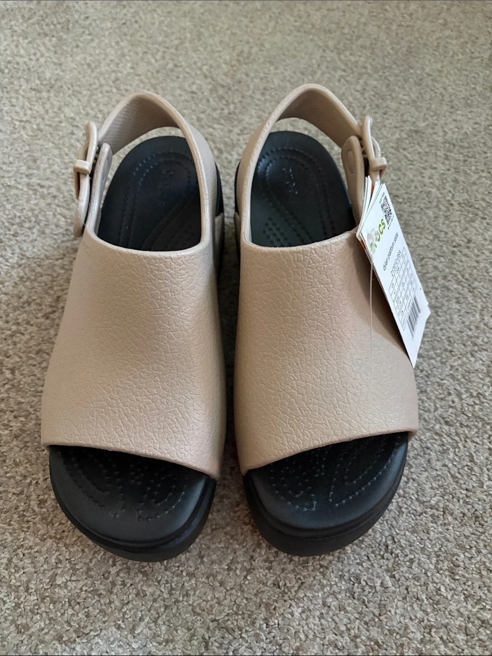 CROCS Women’s Dylan Platform Slide - Beige and Black